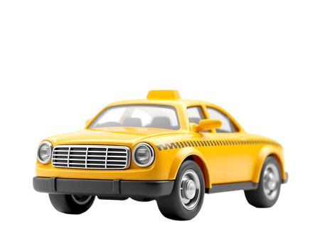 A yellow taxi car isolated on a transparent background. png