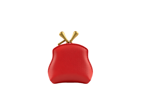 Red Leather Coin Purse with Golden Clasp png