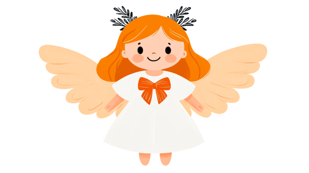 Cute angel girl illustration with wings, cut out transparent png