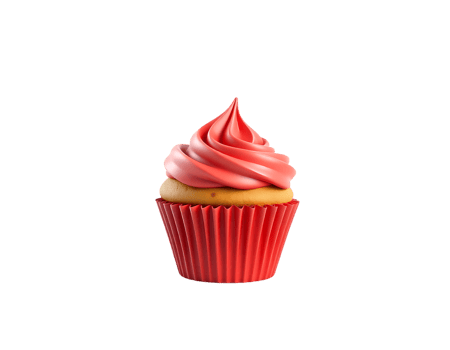 Delicious cupcake with pink frosting png