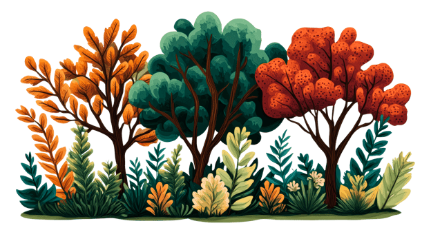 Forest in autumn tones, plant , cut out transparent png
