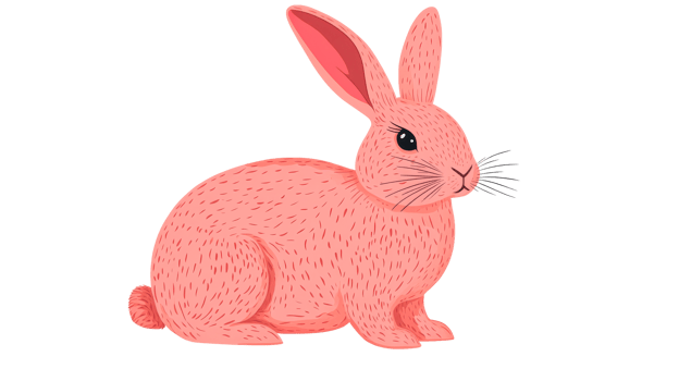Pink Easter Bunny Illustration with Details, Cut Out Transparent png