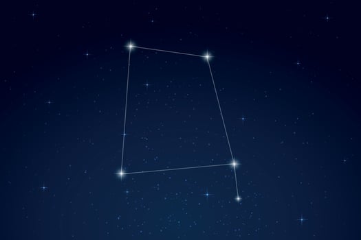 Corvus Constellation with Star Names in Night Sky vector