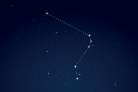 Horologium Constellation with Star Names in Night Sky vector