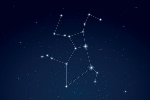 Hercules Constellation with Star Names in Night Sky vector