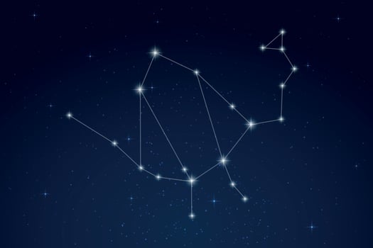 Ophiuchus Constellation with Star Names in Night Sky vector