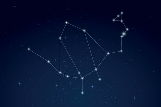 Serpens Constellation with Star Names in Night Sky vector