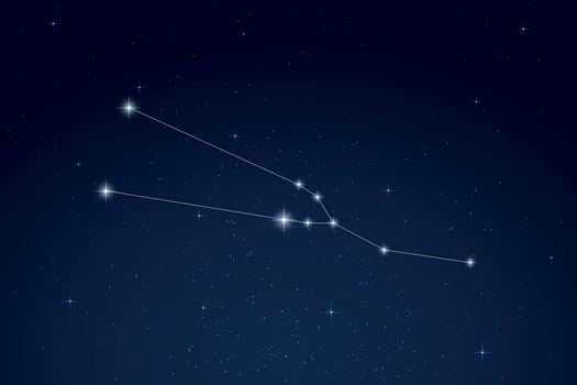 Taurus Constellation with Star Names in Night Sky vector
