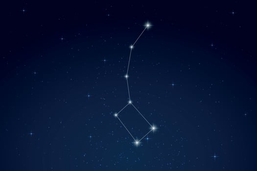 Ursa Minor Constellation with Star Names in Night Sky vector