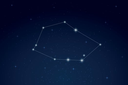 Vela Constellation with Star Names in Night Sky vector