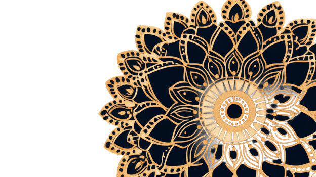 Gold ornate mandala design, cut out transparent png