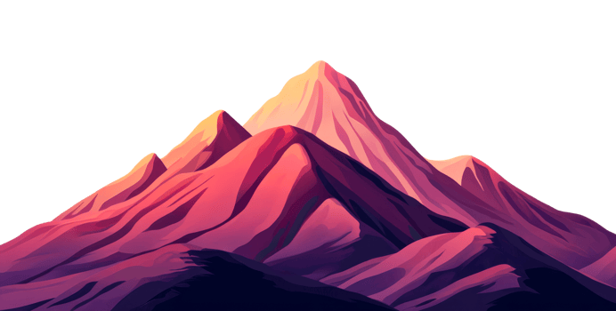 Mountain landscape painting, artistic rendering of peaks, cut out transparent png