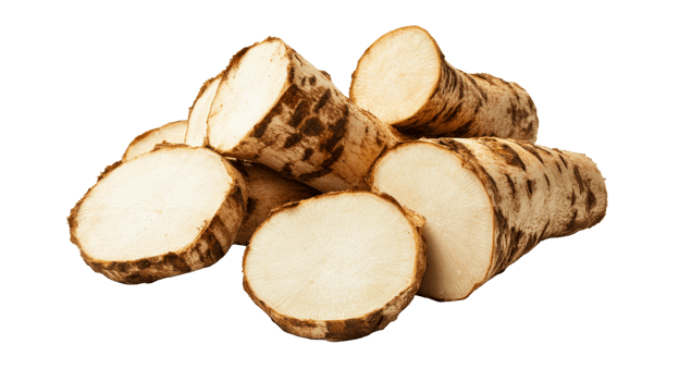 Pile of yam slices, cut out transparent png