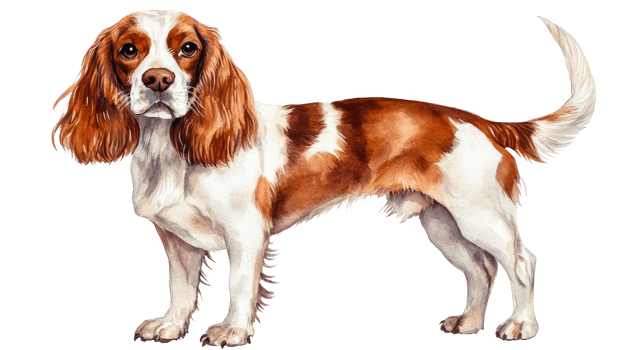 Charming Watercolor Welsh Springer Spaniel Portrait, cut out transparent png