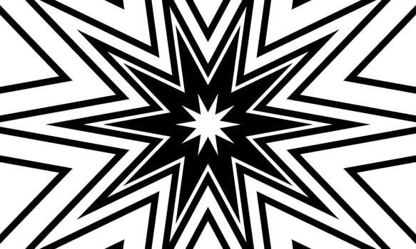 Star abstract retro white background. Black line striped pattern. vector