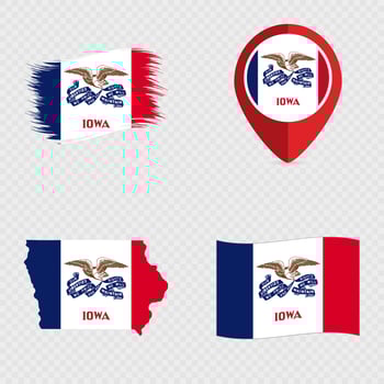 Iowa State Flag Icon Set. vector