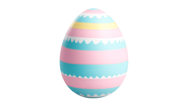 Decorative Easter egg with pastel colors and geometric patterns png