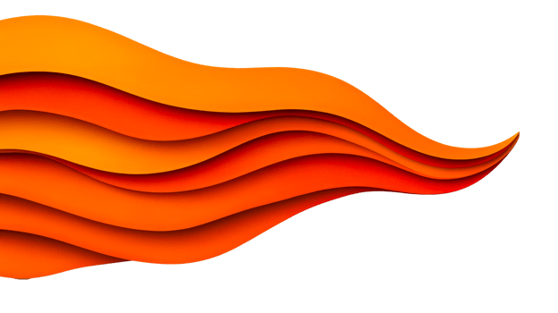 Abstract orange and red wave design on transparent background png