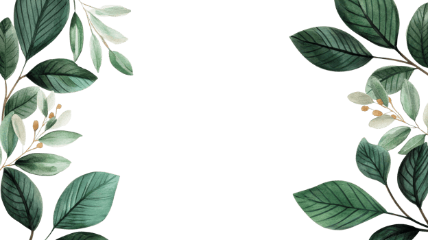 Green leaves and flowers design with transparent background png