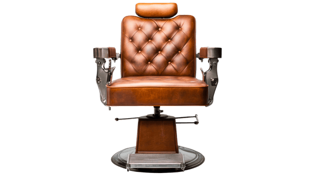 Classic barbershop chair with a vintage design and leather finish png