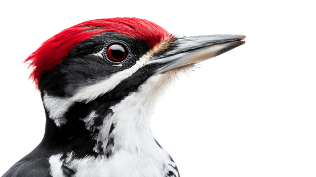 Bird with red crown and striking features on clear bg png