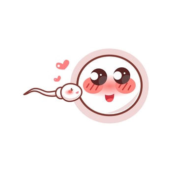 cute sperm and egg lover cartoon character vector