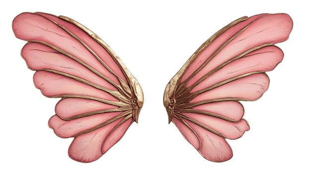 Delicate pink butterfly wings showcasing intricate patterns and textures, perfect for artistic and nature-themed projects. png