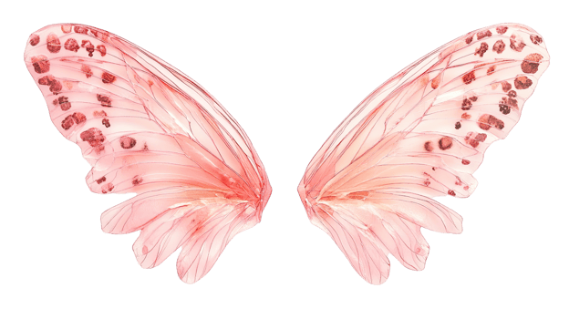 Delicate pink butterfly wings with intricate patterns, symbolizing beauty and transformation in nature's design. png