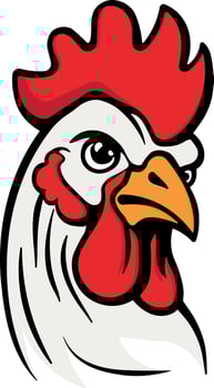 color illustration of a rooster head without background vector