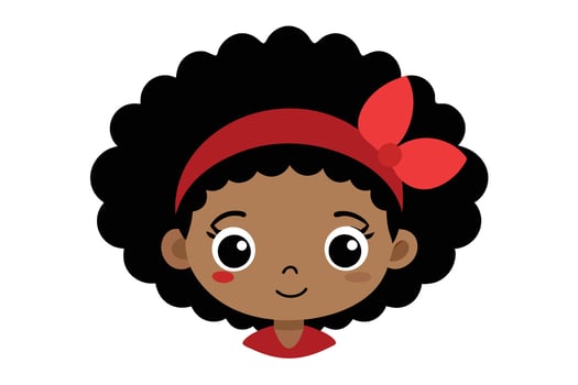 Cute DarkSkinned Girl with Afro Hair, Red Headband, and Rosy Cheeks Isolated vector