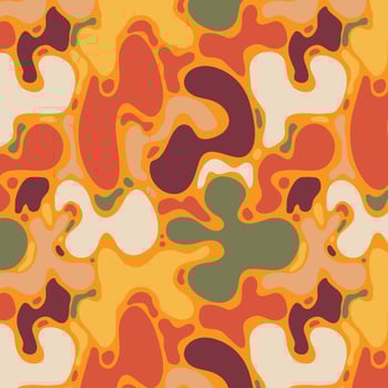 Retro Abstract Seamless Pattern with Colorful Liquid Organic Forms. Multicolored decorative groovy fluid shapes. Hand drawn geometric bulky lines. Hippie banner vector