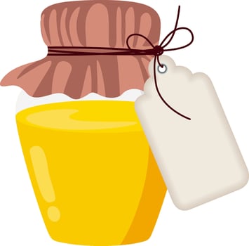 Honey bottle with tag label vector