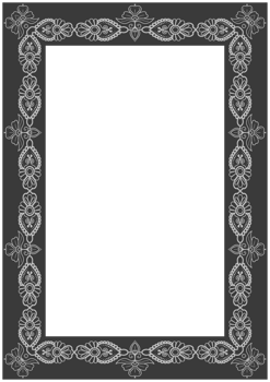Black frame abstract vintage pattern transparent background for photo frame. Black frame decorative pattern. png