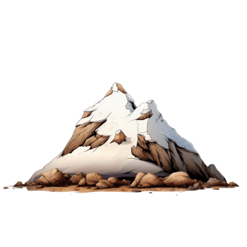 Snow-Capped Mountain Peak With Rocky Base in Cartoon Style Illustration png