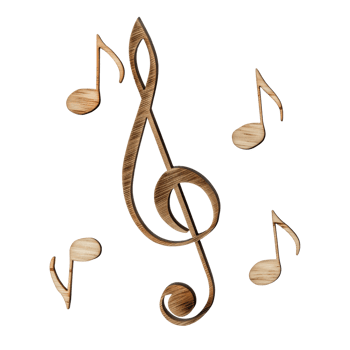 Musical Notes and Treble Clef in Wooden Design for Artistic and Creative Backgrounds png