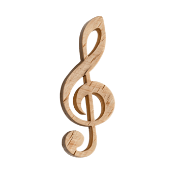 Wooden Treble Clef Musical Note Symbol Isolated . for Creative Projects png