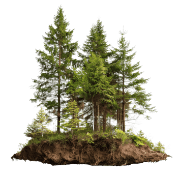 Lush Green Forest Pine Trees on Exposed Soil Isolated . for Creative Use png