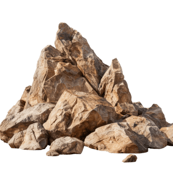 Large Natural Rock Formation with Unique Textures and Colors Surrounded by Sunlight and Shadows png