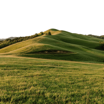 Rolling Green Hills Under Clear Blue Sky in a Lush Natural Landscape png