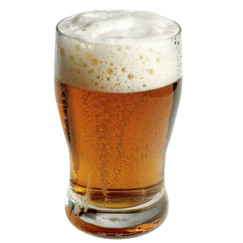 Refreshing Golden Beer in a Clear Glass with Frothy Head and Bubbles Rising Up png