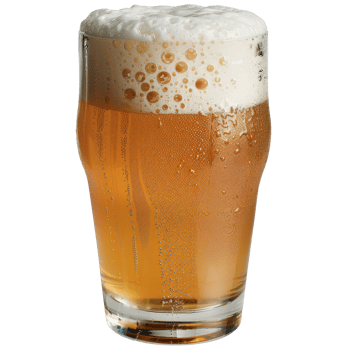 Golden Beer in Clear Glass with Bubbles and Foam for Refreshing Beverage Enjoyment png
