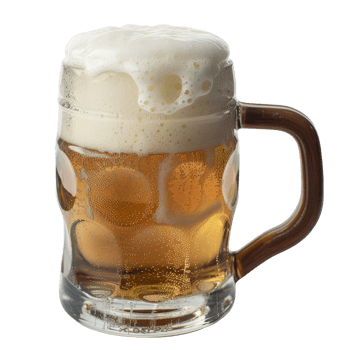 Refreshing Mug of Golden Beer with Foamy Head Against White Background png