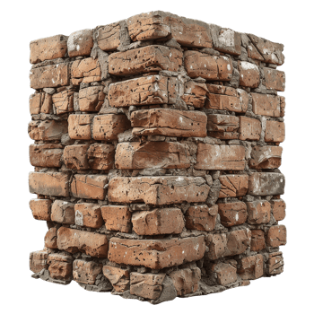 Textured Brick Wall with Detailed Surface and Natural Weathering Patterns for Architectural Use png