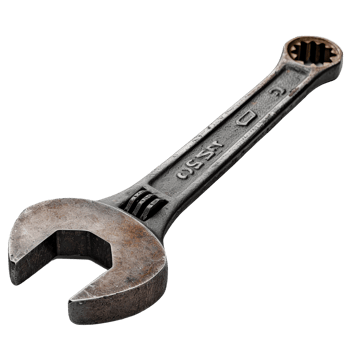 Vintage Adjustable Wrench with Patina Surface and Industrial Design Elements png
