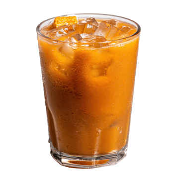 Refreshing Orange Beverage with Ice Cubes Served in a Clear Glass for Summer Enjoyment png