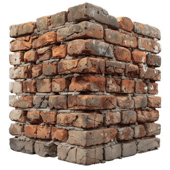 Detailed Close-Up of Textured Brick Wall with Varied Colors and Patterns for Background Use png