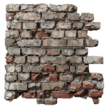 Weathered Brick Wall with Cracks and Texture for Urban Backgrounds and Design Projects png