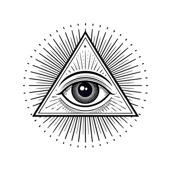 Eye of Providence in Triangle with Rays, Mystical on Transparent Background png