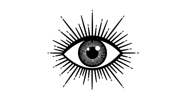 Stylized Eye Symbol with Radiant Lines Surrounding Pupil png
