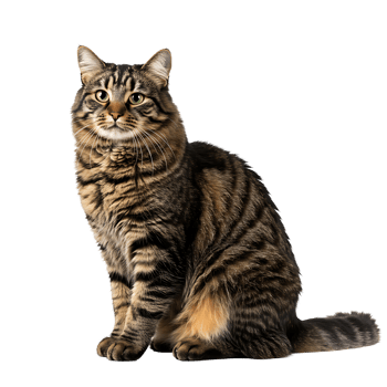 Fluffy Brown Striped Cat with Green Eyes png